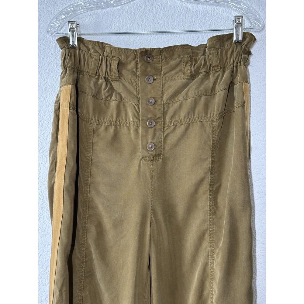 Free People Brown Paper Bag High Waist Tencel Jogger Side Stripe Women Size S - Picture 3 of 11